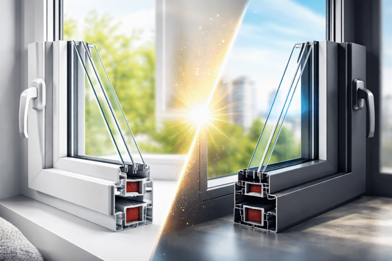 UPVC and aluminium window frames comparison showing modern residential exterior design